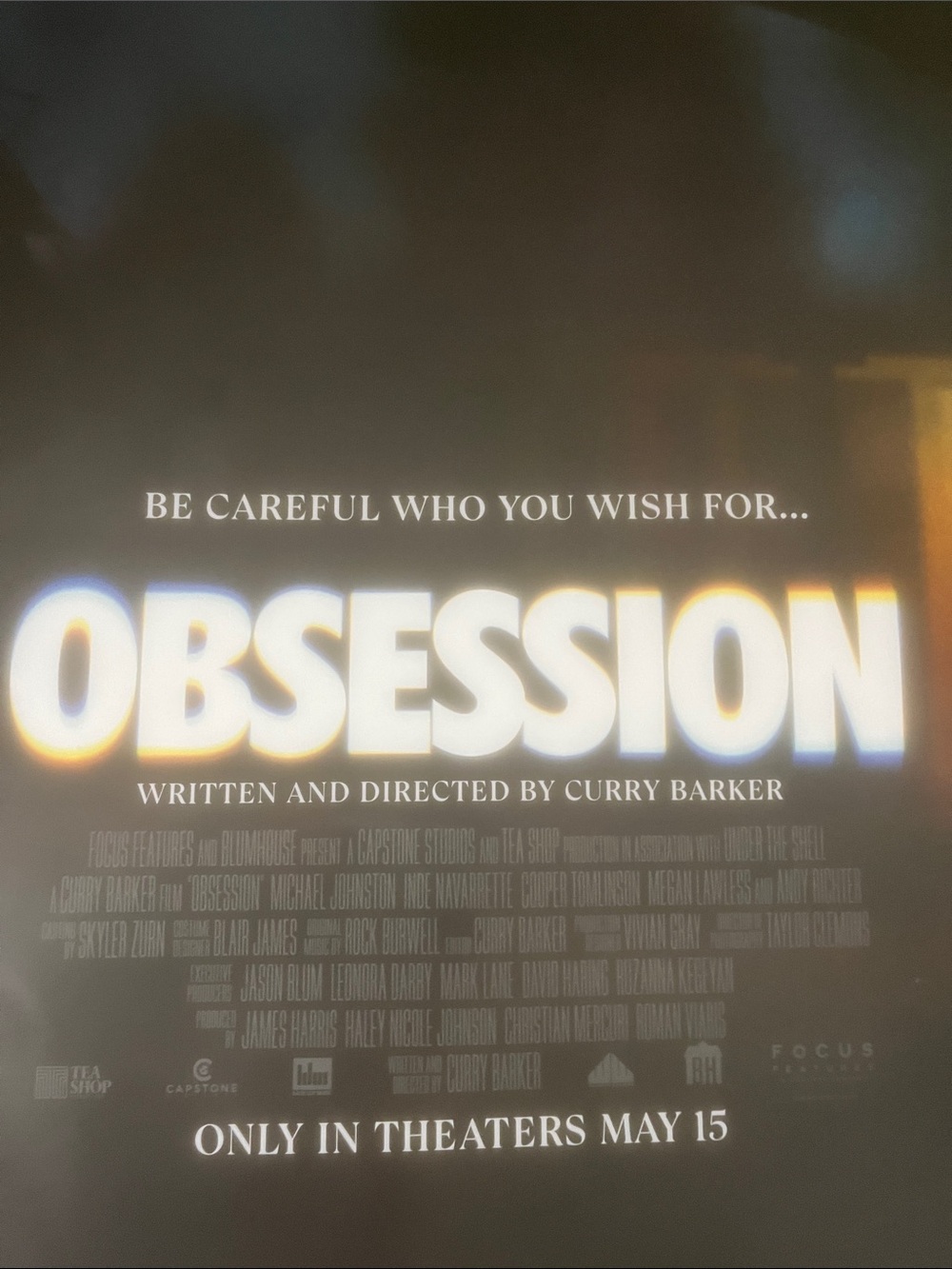 Obsession 27x40 Movie Poster Orig DS Double Sided Curry Barker NM - Picture 7 of 7